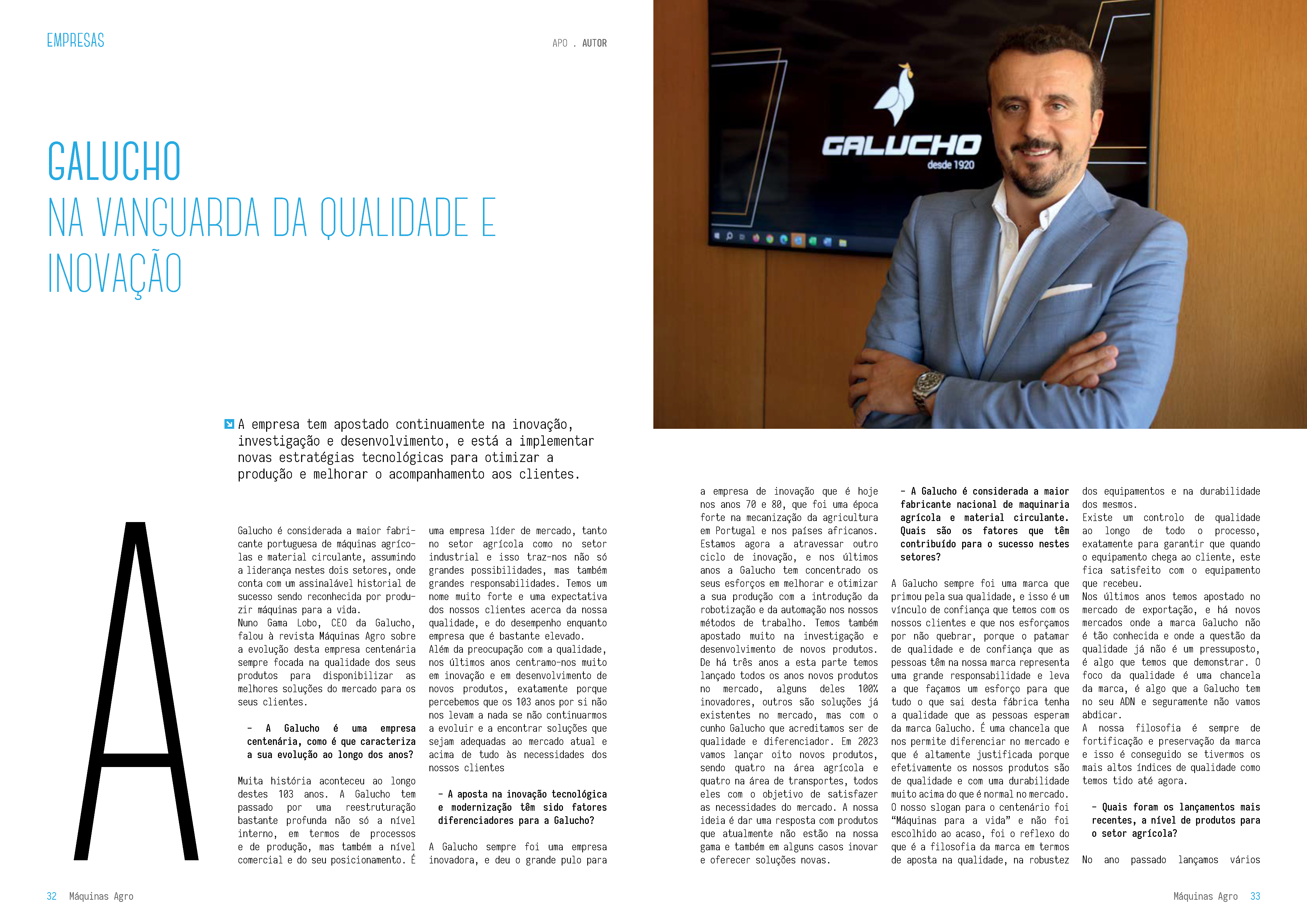 Galucho présente dans le numéro d'août/septembre du magazine Máquinas AGRO